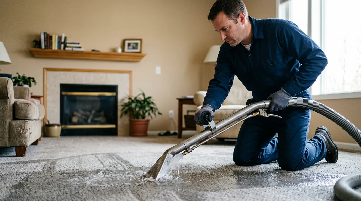Water damage restoration technician working near Gerry, NY
